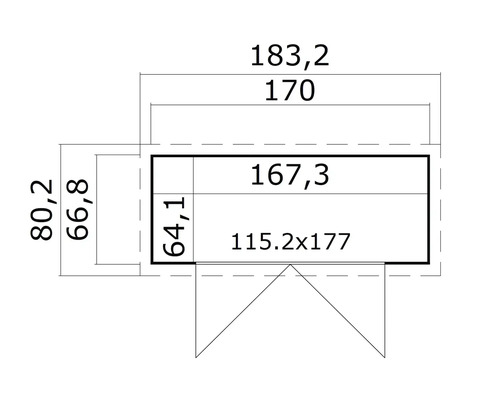 Technische Zeichnung mit Maßangaben