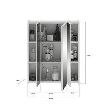 Abmessungen eines Spiegelschranks mit Fächern