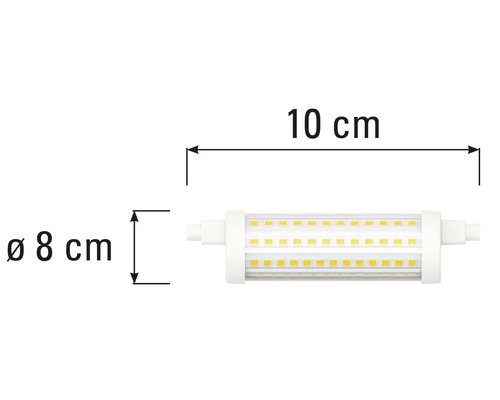 Abbildung einer 10 Zentimeter LED Lampe mit einem Durchmesser von 8 Zentimetern.