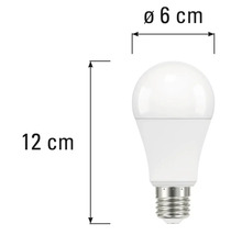 Abbildung einer LED-Lampe mit den Maßen 12 Zentimeter Länge und 6 Zentimeter Durchmesser