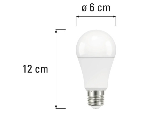 Abbildung einer LED-Lampe mit den Maßen 12 Zentimeter Länge und 6 Zentimeter Durchmesser