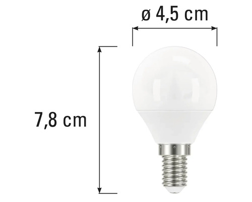 E14 LED Lampe mit den Maßen 4,5 cm Durchmesser und 7,8 cm Höhe