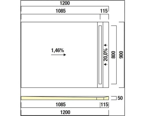 Technische Zeichnung mit Maßangaben