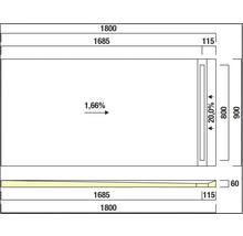 Technische Zeichnung mit Maßangaben für ein Bauelement