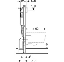 Technische Zeichnung eines Sanitärinstallationssystems mit Maßangaben