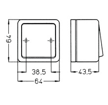 Technische Zeichnung eines Möbelgriffs mit Maßangaben