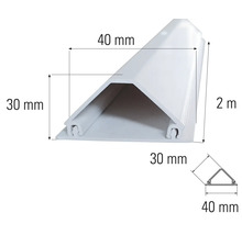Weißes Kabelkanalprofil mit den Maßen 40 mm x 30 mm x 2 m.