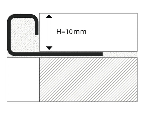 Darstellung eines Treppenkantenprofils mit einer Höhe von 10 mm.