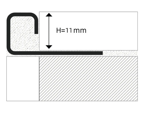 Profilzeichnung eines Übergangsprofils mit einer Höhe von 11 Millimetern