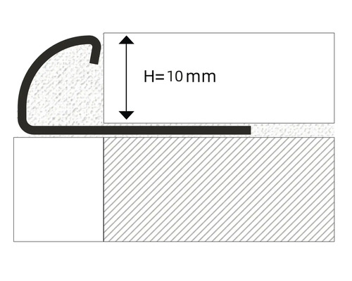 Profilzeichnung eines Übergangsprofils mit einer Höhe von 10 Millimetern