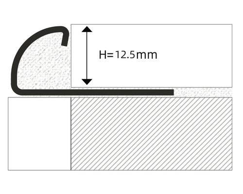 Illustration eines Treppenkantenprofils mit einer Höhe von 12,5 mm.