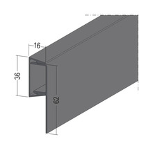 Technische Zeichnung eines Profils mit den Maßen 16, 36 und 62 Millimeter.