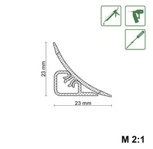 Technische Zeichnung eines Dichtungsprofils mit Maßangaben 23 mm