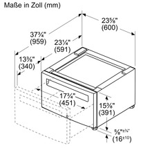 Maße des Produkts in Zoll und Millimeter