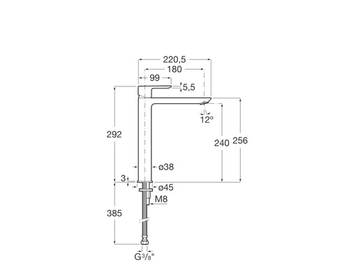 Maße des Wasserhahns