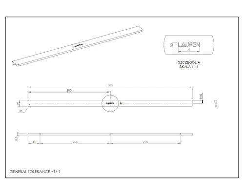 Technische Zeichnung eines Laufen Produkts mit Maßangaben