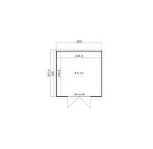 Grundriss des Gartenhauses mit Maßangaben