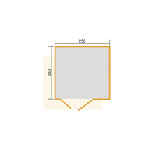 Grundriss mit Maßangaben von 250 x 250.