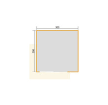 Technische Zeichnung eines Quadrats mit den Maßen 300 x 300