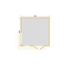 Grundriss eines Gartenhauses mit den Maßen 400 x 400 cm