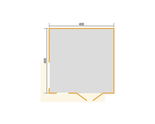 Grundriss eines Gartenhauses mit den Maßen 400 x 400 cm