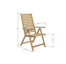 Gartensessel aus Holz mit Maßen 1100 mm Höhe, 585 mm Armlehnenbreite, 475 mm Sitzhöhe und 710 mm Tiefe