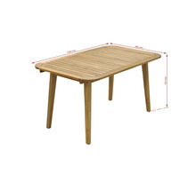 Rechteckiger Gartentisch aus Teakholz mit den Maßen 1460 mm Länge, 900 mm Breite und 765 mm Höhe