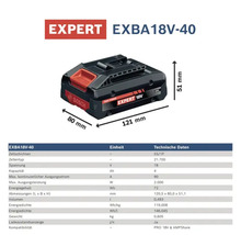 Bosch Expert EXBA18V-40 Akku mit technischen Daten