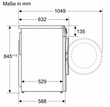 Abmessungen einer Waschmaschine in Millimeter