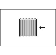 Symbol für eine Montage auf der Innenseite des Fensterrahmens