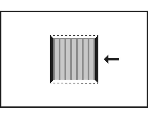 Symbol für eine Montage auf der Innenseite des Fensterrahmens