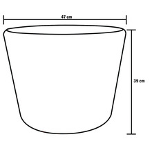 Skizze eines Pflanzgefäßes mit den Maßen 47 cm Breite und 39 cm Höhe