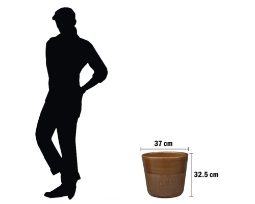 Blumentopf mit Maßangaben: 37 cm Durchmesser, 32,5 cm Höhe