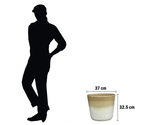 Keramik Blumentopf mit den Maßen 37 cm x 32.5 cm.