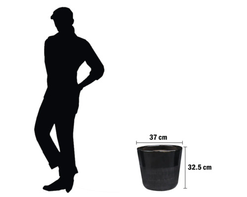 Blumentopf mit den Maßen 37 cm Breite und 32,5 cm Höhe.