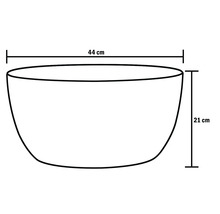 Skizze einer Pflanzschale mit den Maßen 44 cm Breite und 21 cm Höhe.