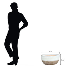Keramik Pflanzgefäß mit den Maßen 44 cm mal 21 cm.