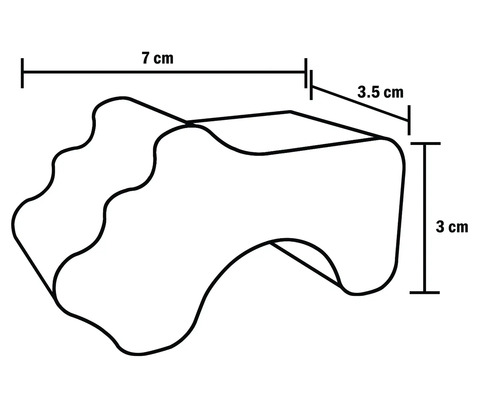 Abbildung eines Kantenschutzprofils mit den Maßen 7 cm, 3,5 cm und 3 cm.