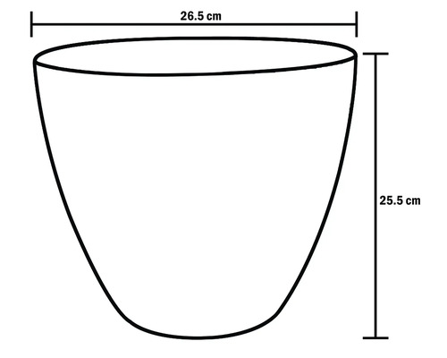Abbildung eines Pflanzgefäßes mit den Maßen 26,5 cm Breite und 25,5 cm Höhe