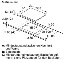 Maße des Kochfeldes in Millimeter