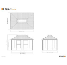 Technische Zeichnung eines Pavillons mit Maßangaben