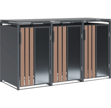 Mülltonnenbox für drei Tonnen aus Metall und Holz