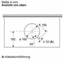 Technische Zeichnung einer Kabeldurchführung mit Maßangaben in Millimeter