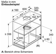 Einbaubeispiel mit Maßen in Millimeter