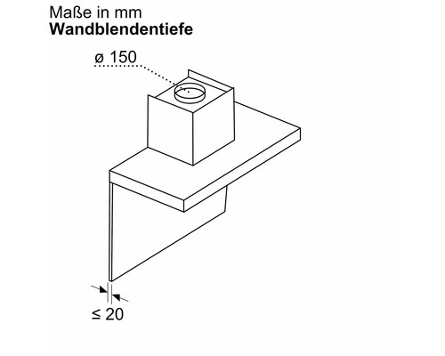 Skizze der Wandblendentiefe mit Maßangaben in Millimeter