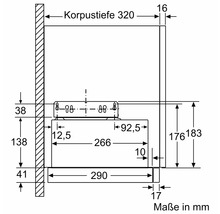 Technische Zeichnung mit Maßen in Millimetern