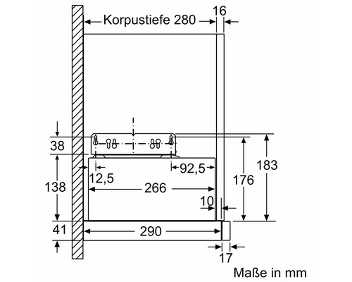 Technische Zeichnung mit Maßangaben in Millimeter