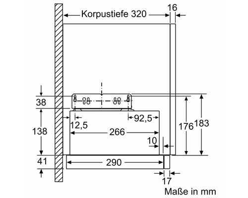 Technische Zeichnung mit Maßangaben in Millimeter
