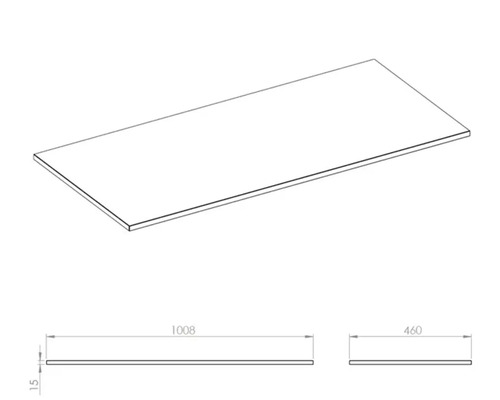 Arbeitsplatte mit den Maßen 1008 x 460 x 15 Millimeter