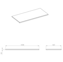 Zeichnung einer Waschtischplatte mit Maßangaben